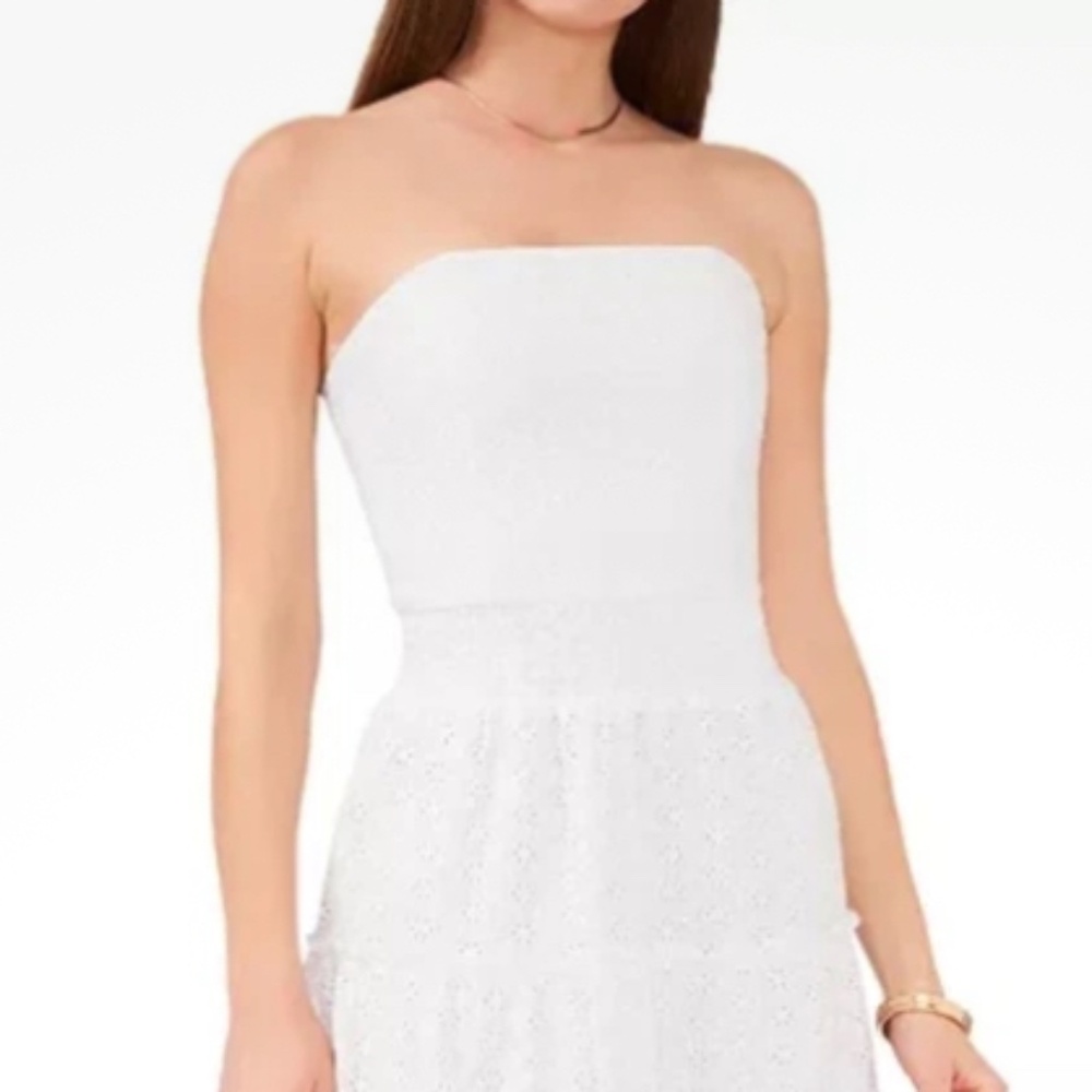 1 STATE Eyelet- Cotton- strapless Maxi Dress
